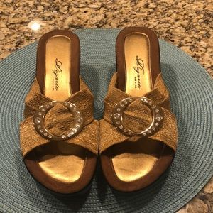 Gold Slide Wedge Sandal